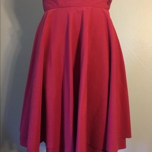 Red knee length circle skirt